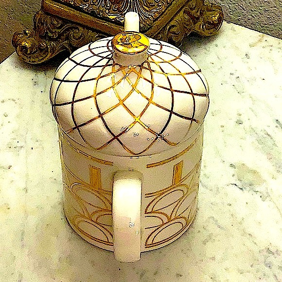 GRACES TEAWARE TEAPOT AND LID GOLD ARCHITECTURAL DESIGN PORCELAIN 4 CUPS NEW - Picture 5 of 8